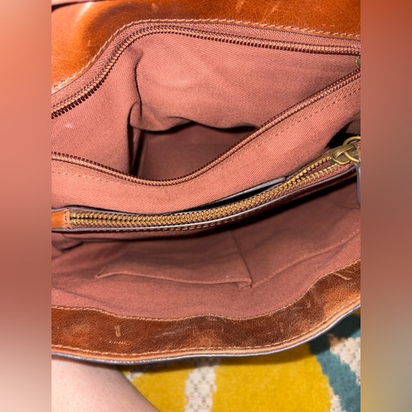 Frye Authentic Genuine Leather Satchel Messenger Bag Brown - Picture 7 of 16